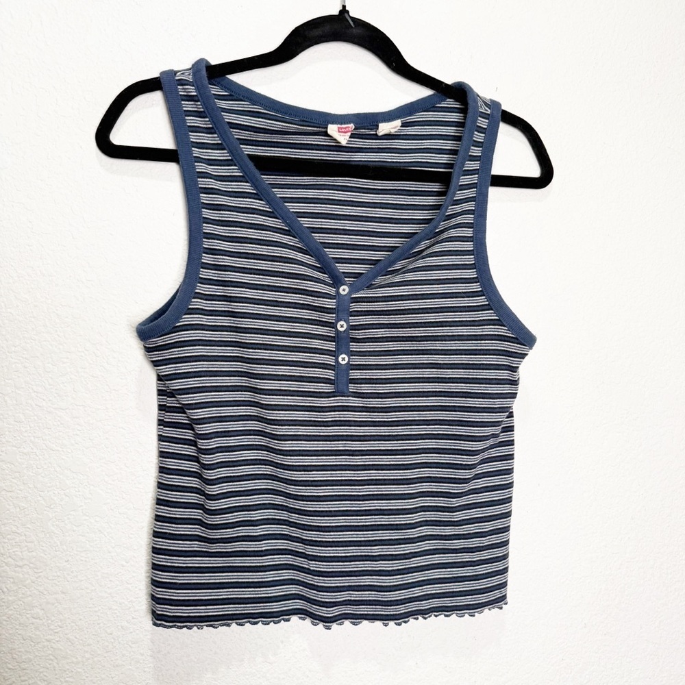 Levi’s 90s Stripe Lettuce Hem Crop Tank Top